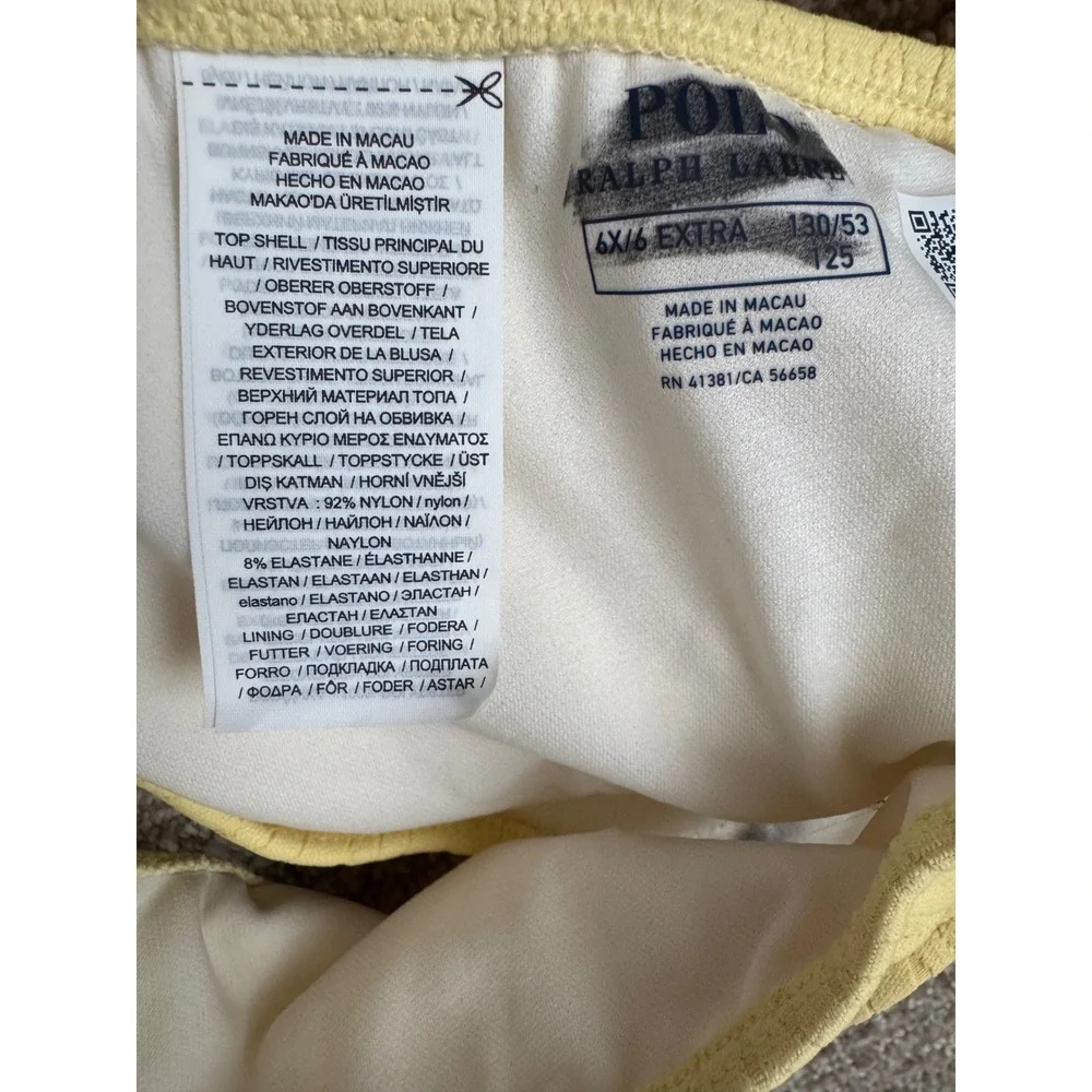 Polo Ralph Lauren Girls Yellow Cable Knit Ruffle Bikini Swimsuit Set 6X NEW*